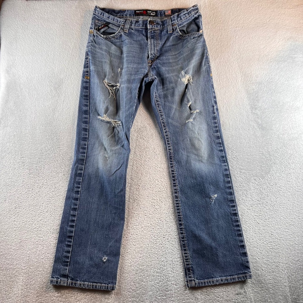 Ariat FR M4 Low Rise Boot Cut Work Jeans Mens 34x32 Flame Resistant Blue Jeans